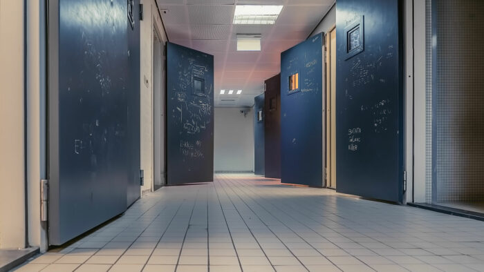 an image of cell doors in a prison in the Netherlands